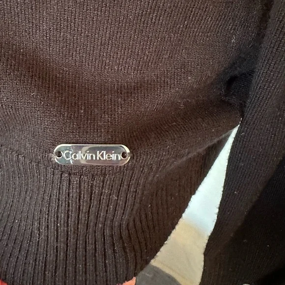 Calvin Klein Black Knit Turtleneck Sweater size large classic like new ribbed - Picture 3 of 13